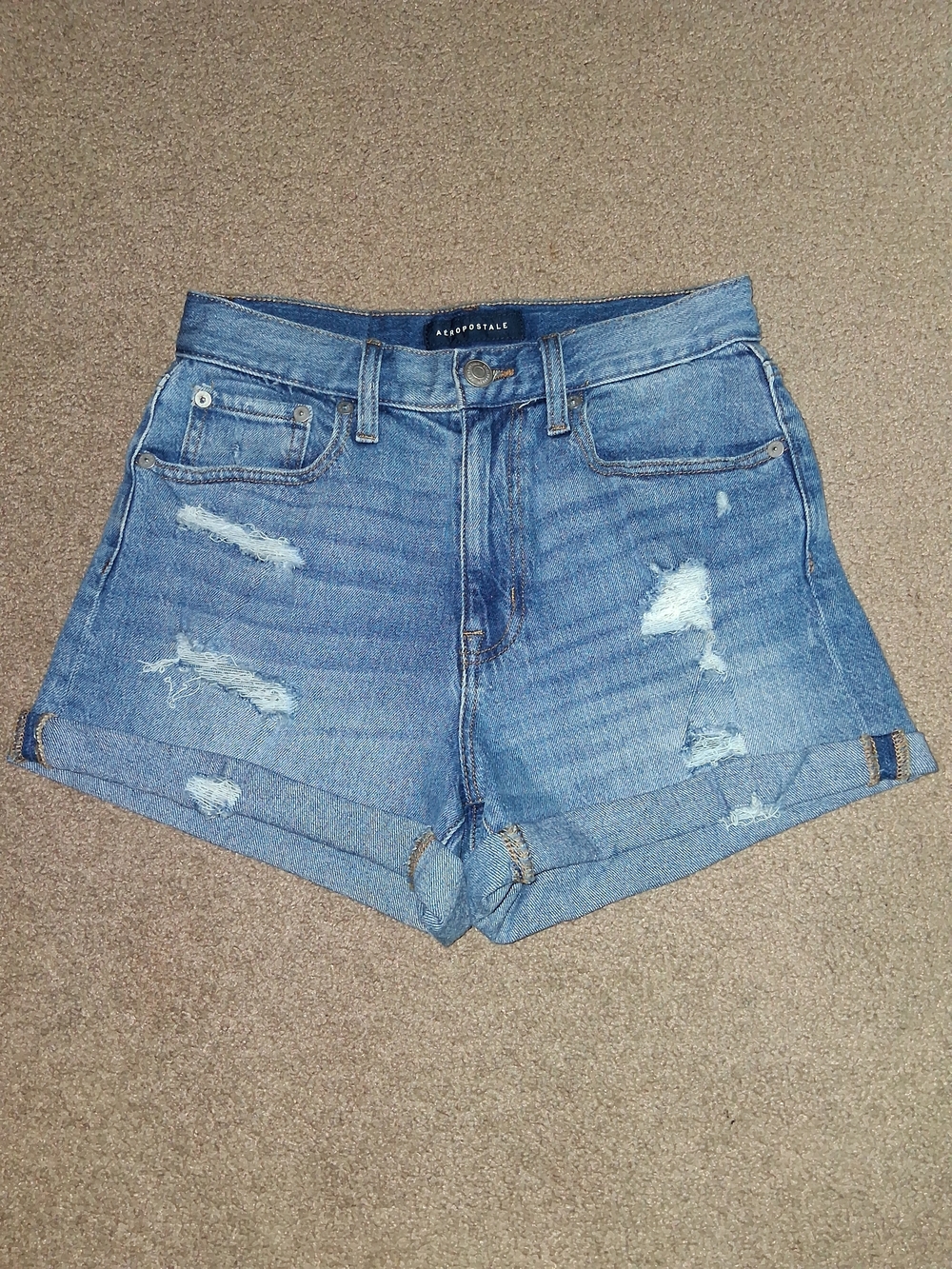 Aeropostale High-Rise Distressed Mom Shorts